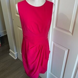 Calvin Klein hot pink sheath dress with pleated accents